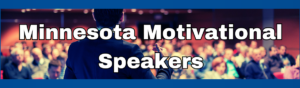 Logo to promote hiring motivational speakers in Minnesota.