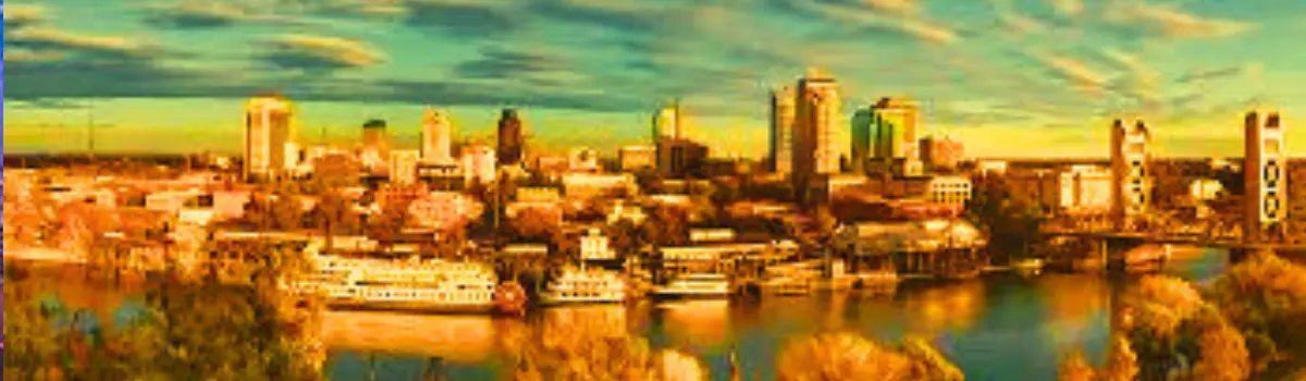 Distorted Sacramento skyline image.