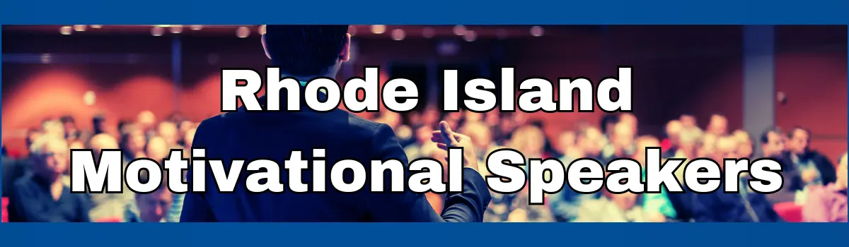 Logo promoting speakers in Rhode Island.