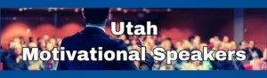 Logo promoting speakers for hire in Utah