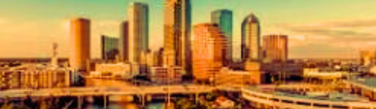 Distorted skyline of Tampa, Florida.