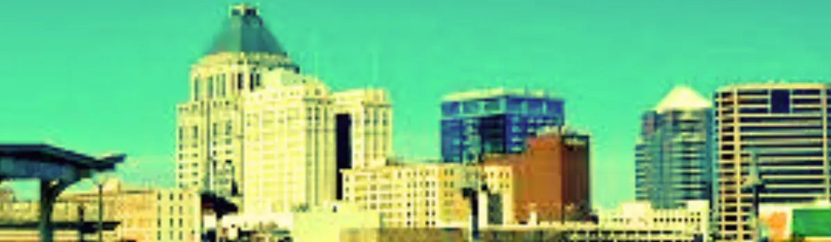 Distorted pic of Greensboro skyline.