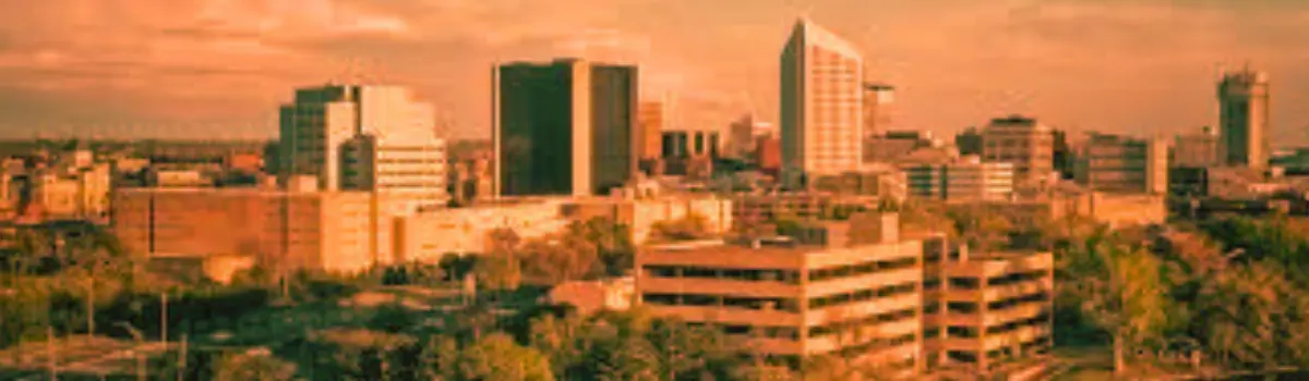 Distorted image of Wichita skyline.