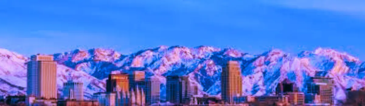 Distorted image of Salt Lake City skyline.