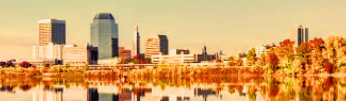 Distorted image of Springfield, MA skyline.